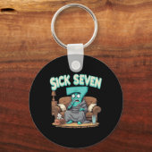 Retro Sick Seven 67 Halloween nummerontwerp  Sleutelhanger (Voorkant)