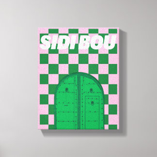 Retro Sidi Bou Said Canvasprint met structuurlaag Canvas Afdruk