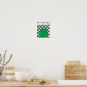 Retro Sidi Bou Said Poster | Vintage Groen & Roze  (Keuken)