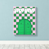 Retro Sidi Bou Said Stretched Canvas Print (Insitu (Houten vloer))