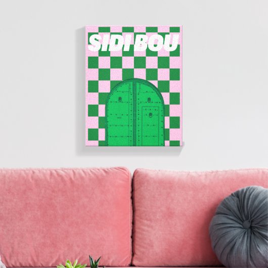 Retro Sidi Bou Said Stretched Canvas Print (Insitu (Woonkamer))