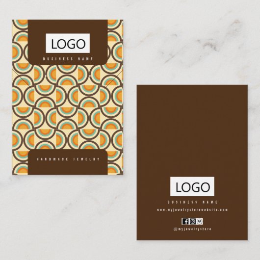 Retro sieraden oorbellen Ketting Display Kaart Visitekaartje (Voorkant / Achterkant)