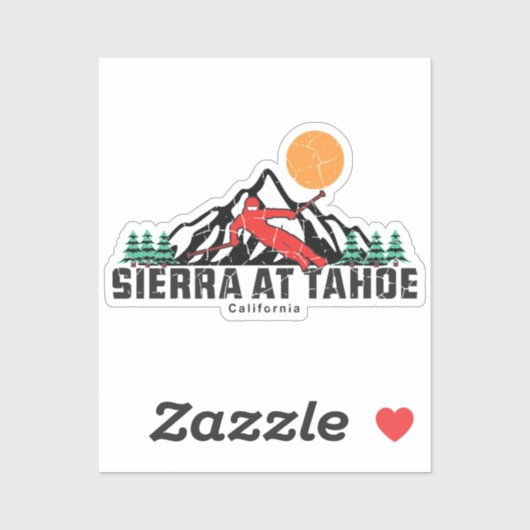 Retro Sierra bij Tahoe Ski Sticker (Vel)