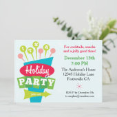 Retro Sign Holiday Party Kaart (Staand voorkant)