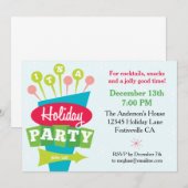 Retro Sign Holiday Party Kaart (Voorkant / Achterkant)