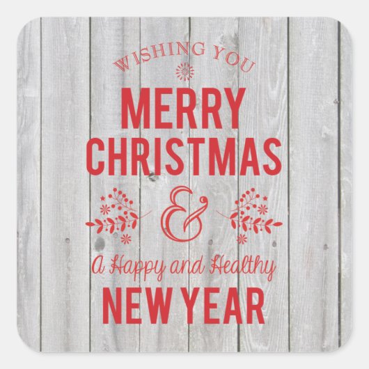 Retro Sign in Rustic Wood Merry kerststicker Vierkante Sticker (Voorkant)