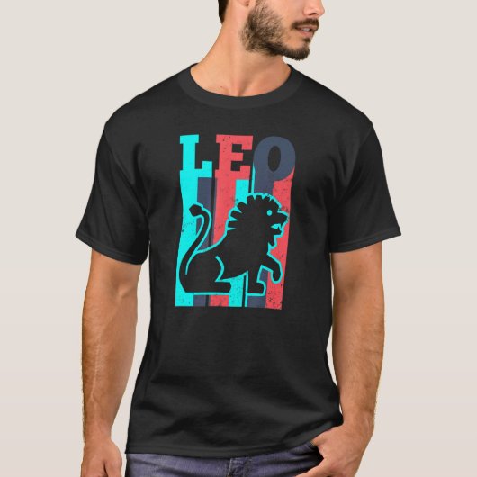 Retro Sign Leo Zodiac T-shirt (Voorkant)
