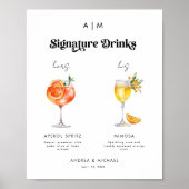 Retro Signature Drinken Cocktails Trouwbord Poster (Voorkant)