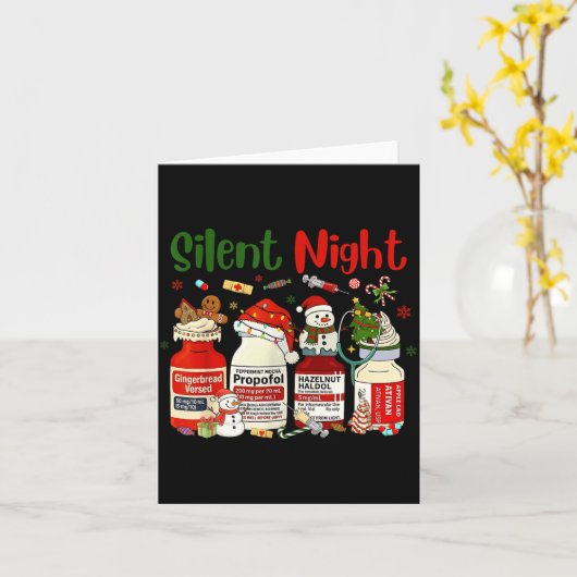 Retro Silent Night Xmas Nurse Christmas Doctor Er Kaart (Gele Bloem)