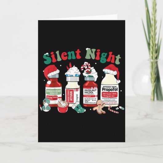 Retro Silent Night Xmas Nurse Christmas Doctor Er  Kaart (Voorkant)