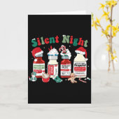 Retro Silent Night Xmas Nurse Christmas Doctor Er  Kaart (Gele Bloem)
