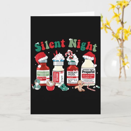 Retro Silent Night Xmas Nurse Christmas Doctor Er Kaart (Gele Bloem)