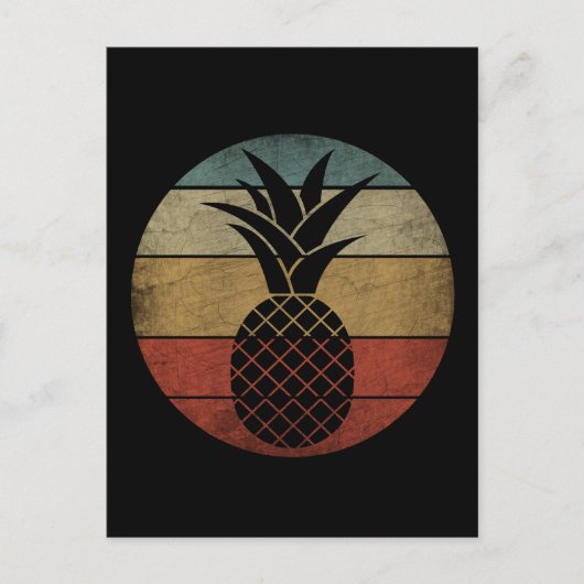 Retro Silhouet Ananas Briefkaart (Voorkant)