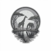 Retro Silhouet Giraffe Maan Safari Vector Ontwerp Sticker (Voorkant)