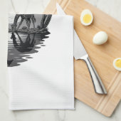 Retro Silhouet Giraffe Maan Safari Vector Ontwerp Theedoek (Quarter Fold)