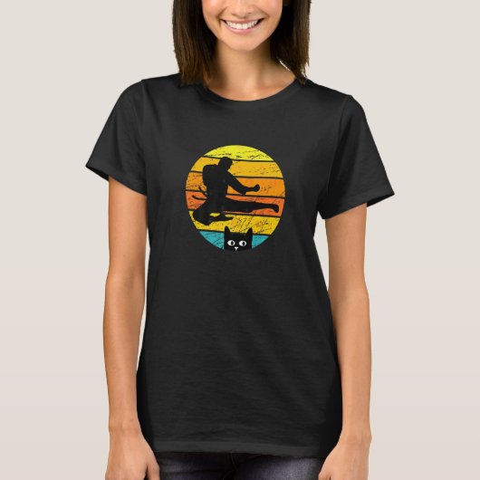 Retro Silhouet Karate Kat T-shirt (Voorkant)