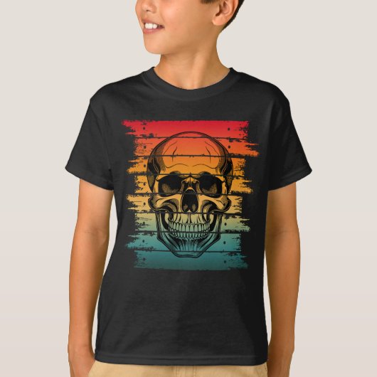  retro silhouet schedel t-shirt (Voorkant)