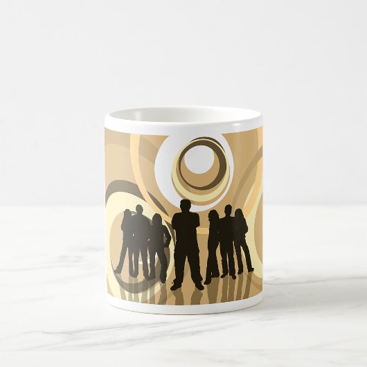 Retro Silhouet van Mensen met Abstracte Cirkels Koffiemok