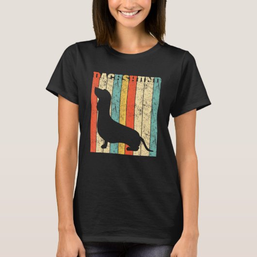Retro Silhouette Dog Dachshund T-shirt (Voorkant)