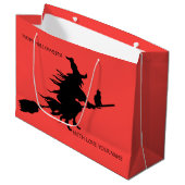 RETRO SILHOUETTE HALLOWEEN WITCH OP BROOM GIFT BAG GROOT CADEAUZAKJE (Voorkant Gekanteld)