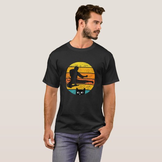 Retro Silhouette Karate Cat Design T-shirt (Voorkant volledig)