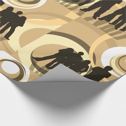 Retro Silhouette Mensen met Abstracte Cirkels Cadeaupapier
