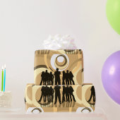 Retro Silhouette Mensen met Abstracte Cirkels Cadeaupapier