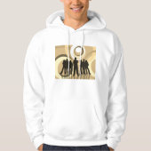 Retro Silhouette Mensen met Abstracte Cirkels Hoodie (Voorkant)
