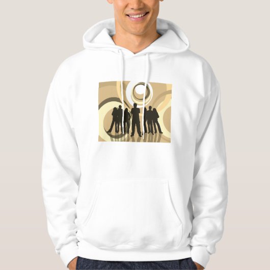 Retro Silhouette Mensen met Abstracte Cirkels Hoodie (Voorkant)