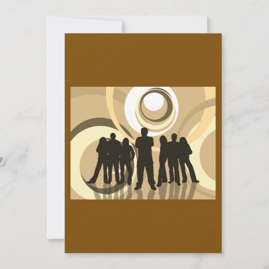 Retro Silhouette Mensen met Abstracte Cirkels Kaart (Voorkant)