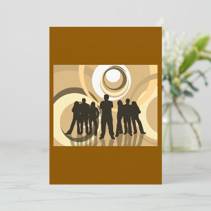 Retro Silhouette Mensen met Abstracte Cirkels Kaart