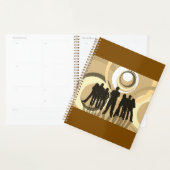 Retro Silhouette Mensen met Abstracte Cirkels Planner (Display)