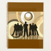 Retro Silhouette Mensen met Abstracte Cirkels Planner (Voorkant)