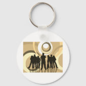 Retro Silhouette Mensen met Abstracte Cirkels Sleutelhanger (Achterkant)