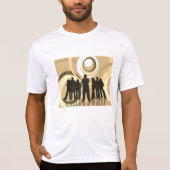 Retro Silhouette Mensen met Abstracte Cirkels T-shirt (Voorkant)