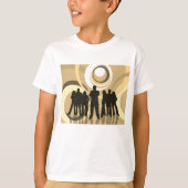 Retro Silhouette Mensen met Abstracte Cirkels T-shirt (Voorkant)