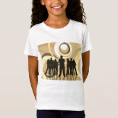 Retro Silhouette Mensen met Abstracte Cirkels T-shirt (Voorkant)
