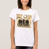 Retro Silhouette Mensen met Abstracte Cirkels T-shirt (Voorkant)