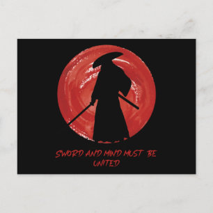 Retro Silhouette Samurai - Samurai Mind Quote Briefkaart