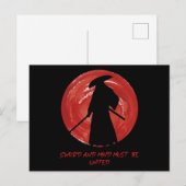 Retro Silhouette Samurai - Samurai Mind Quote Briefkaart (Voorkant / Achterkant)