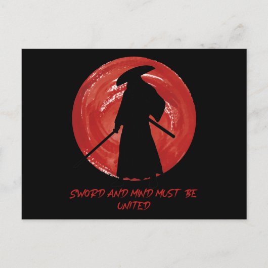 Retro Silhouette Samurai - Samurai Mind Quote Briefkaart (Voorkant)