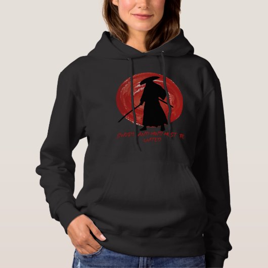 Retro Silhouette Samurai - Samurai Mind Quote Hoodie (Voorkant)