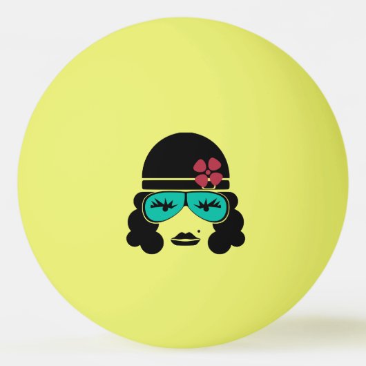 Retro  Silhouette Table Tennis Ball (Voorkant)