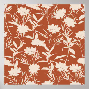 Retro silhouette-weidebloemen naadloos patroon i poster