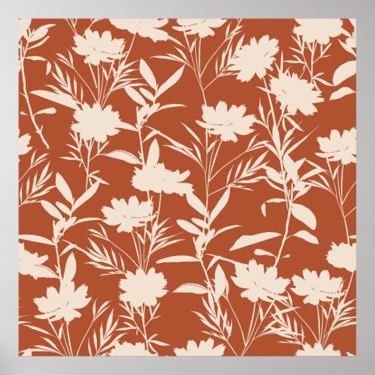 Retro silhouette-weidebloemen naadloos patroon i poster (Voorkant)