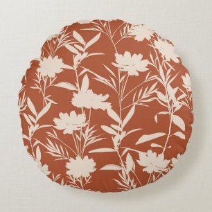 Retro silhouette-weidebloemen naadloos patroon i rond kussen