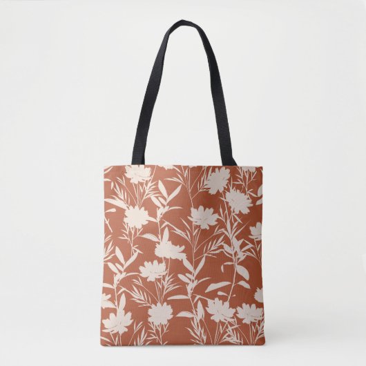 Retro silhouette-weidebloemen naadloos patroon i tote bag (Voorkant)