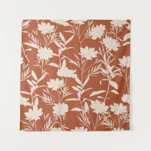 Retro silhouette-weidebloemen naadloos patroon i wandkleed