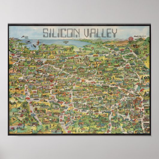 Retro Silicone Valley Map Poster (Voorkant)