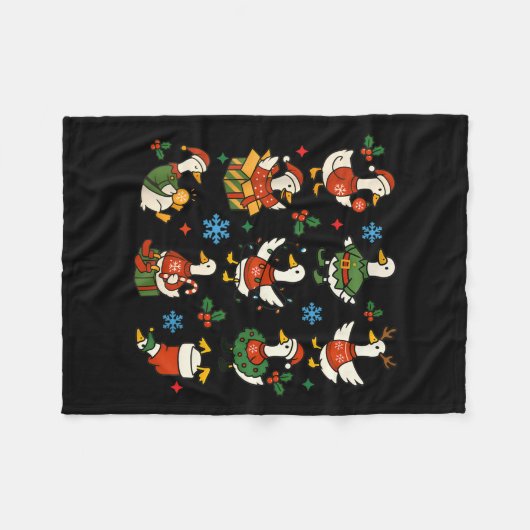 Retro Silly Goose Santa Christmas Cute Merry Goose Fleece Deken (Voorkant (Horizontaal))